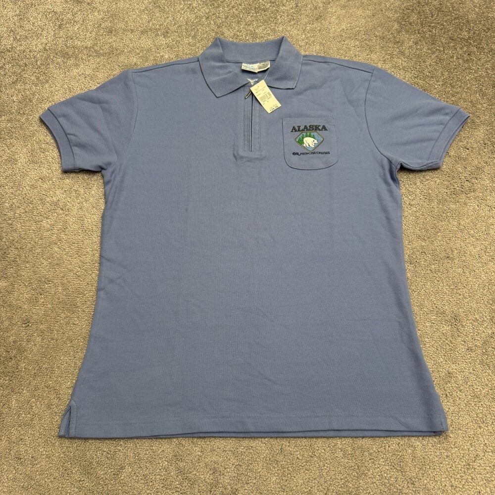 Princess Cruises Alaska Polar Bear Embroidered 1/4 Zip Polo Shirt Mens XL Blue